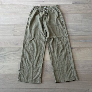 Aritzia Olive Drawstring Wide-Leg Chinos